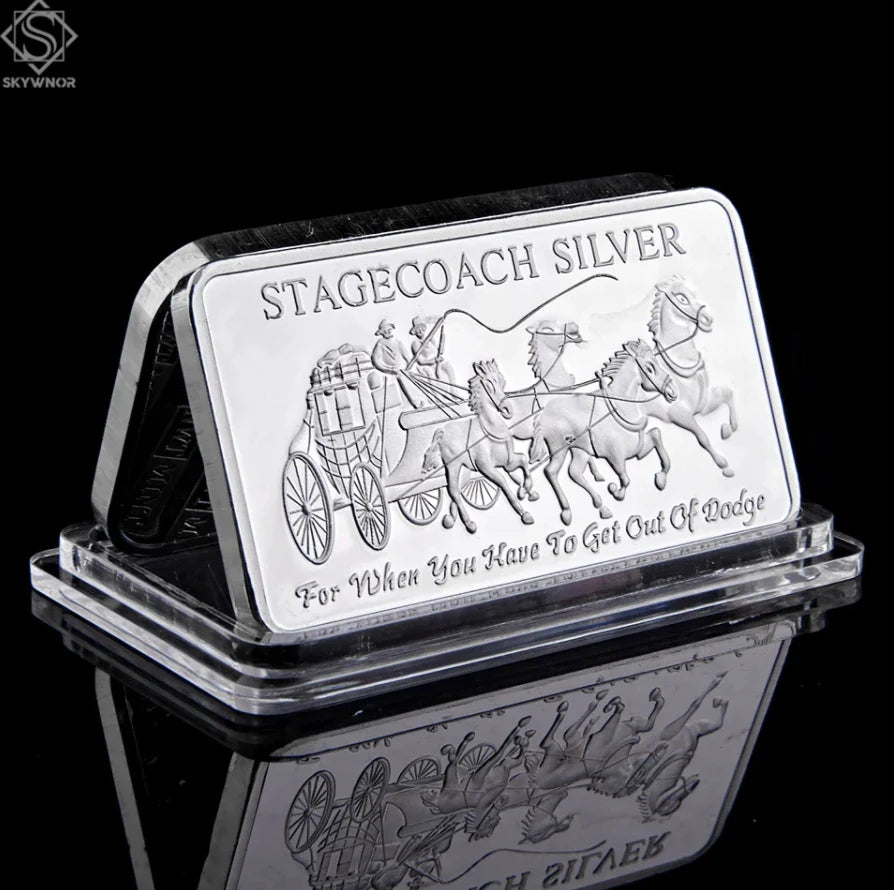 Northwest Region Stagecoach Silver Bar – 1 oz – .999 Fine Silver
