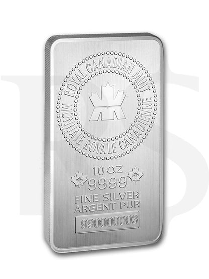 Royal Canadian Mint 10 oz Silver Bar – .9999 Fine Silver
